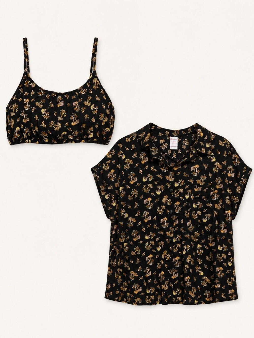 No Boundaries Black Floral Crop Top Set
